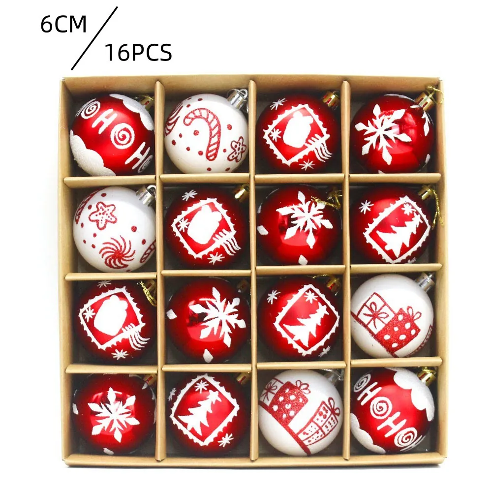 Rode en Witte Kerstballen Hangers Handgeschilderde Decoratie voor Boom Feest Huis Decor Feestelijke Atmosfeer