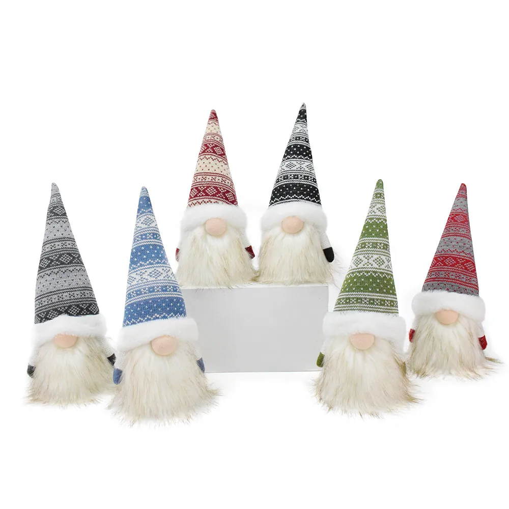 Glowing Christmas Gnome Plush Dolls Faceless Dwarf Figurines With LED Lights Knitted Nordic Gonks Ornaments For Home Decor