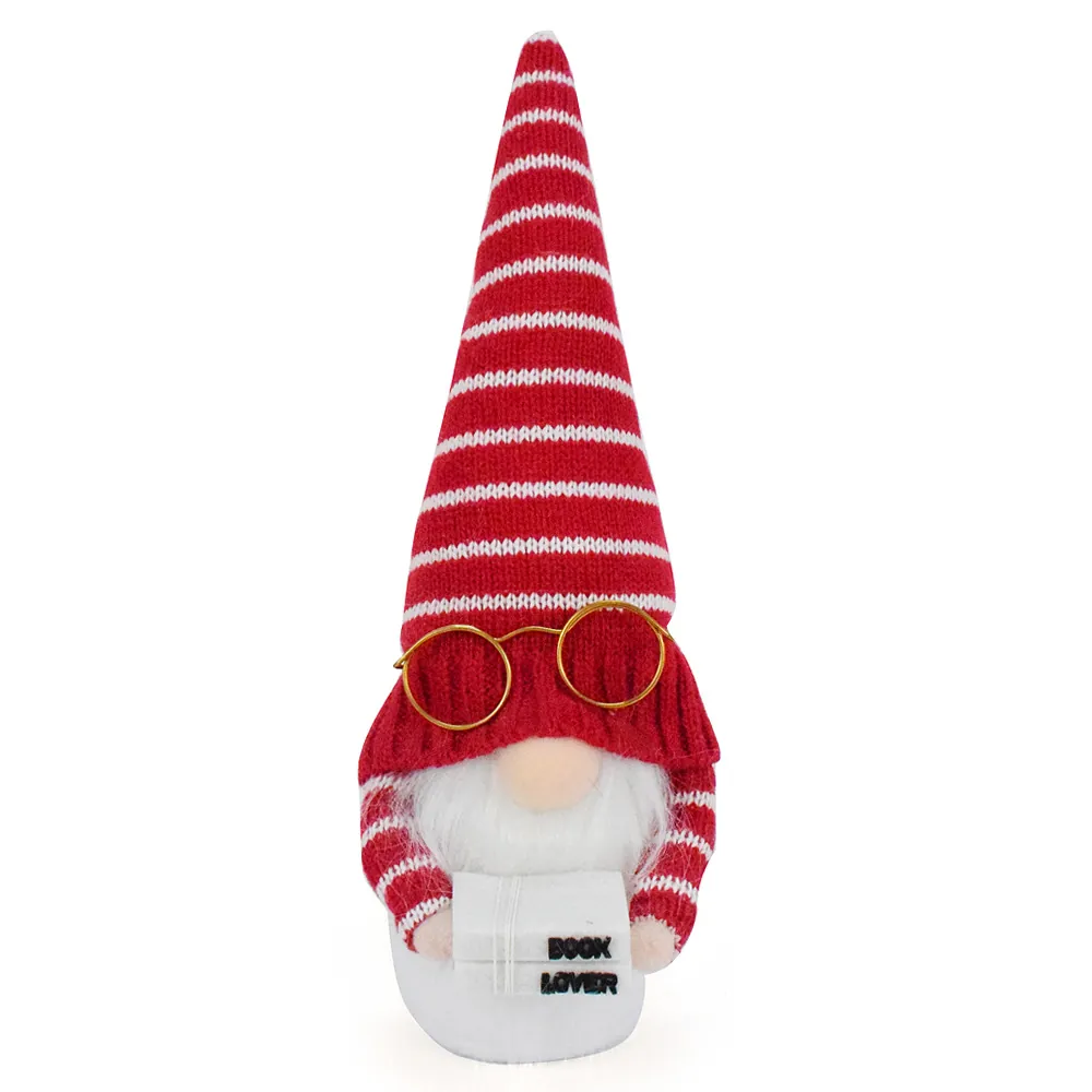 Statuetta di Gnomo Per il Ritorno a Scuola Bambola Senza Volto Elfo della Lettura Peluche Decorazione per Aula e Studio Regalo