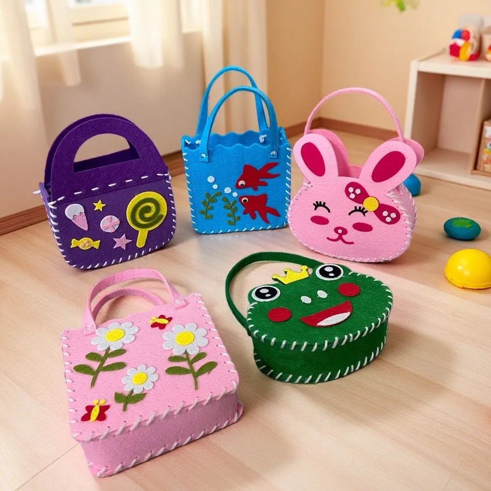 Kit de Bolso de Costura Hecho a Mano DIY para Niños Jardín de Infantes Fieltro Tela No Tejida Dibujos Animados Animal Material