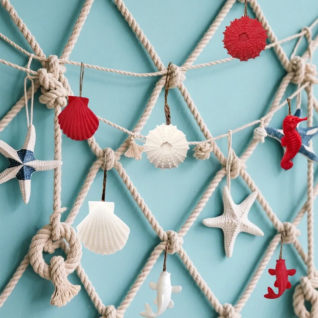 Mediterranean Ocean Theme Resin Hanging Ornaments Red White Seashell Koi Seahorse Starfish Pendants For Home Party Decoration