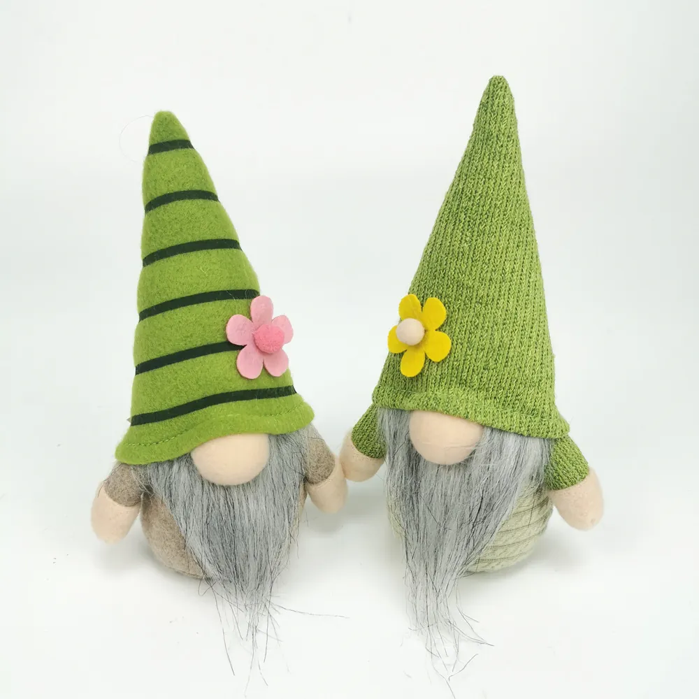 Handmade St. Patrick's Day Green Gnome Plush Doll Spring Irish Clover Lucky Tomte Figurine Home Festival Ornament Decor