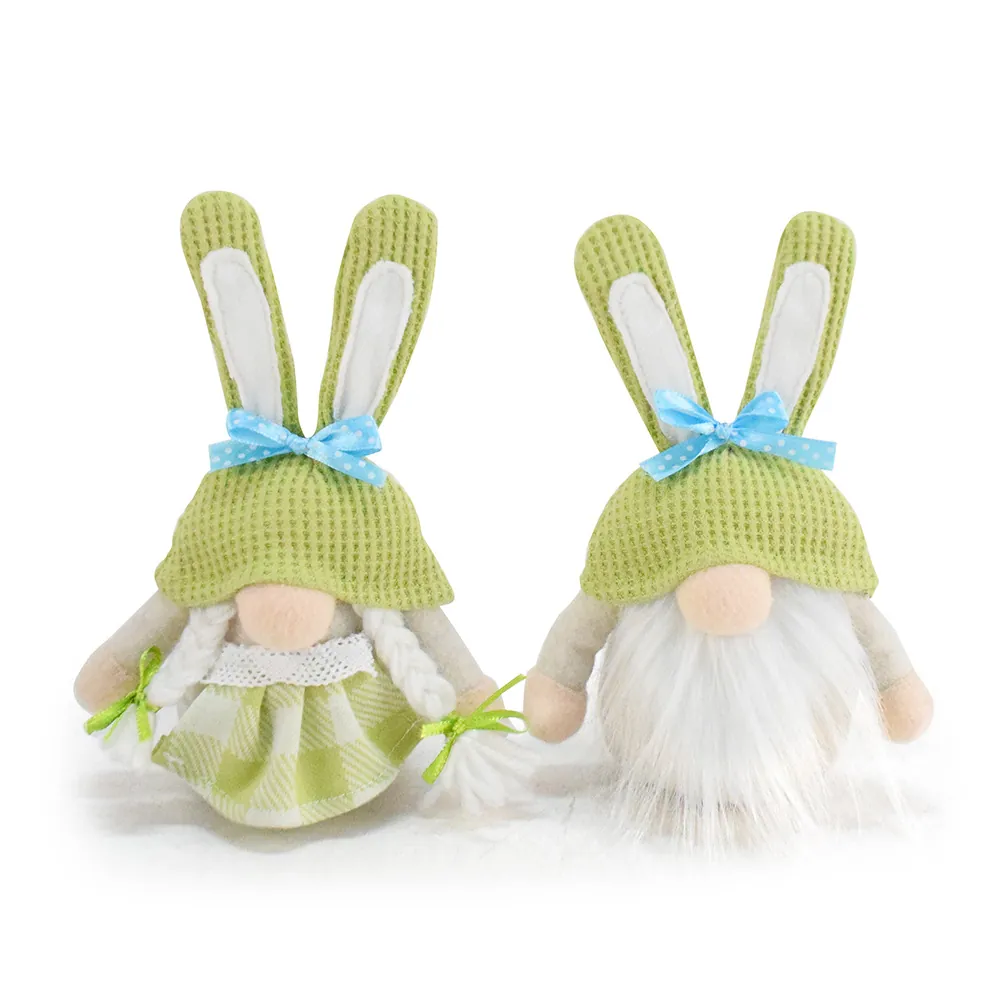 Ostern Grüner Hasenohr Gnom Plüschfigur Gesichtsloser Rudolf Puppe Tischdeko Für Frühlingsfest Party Dekoration