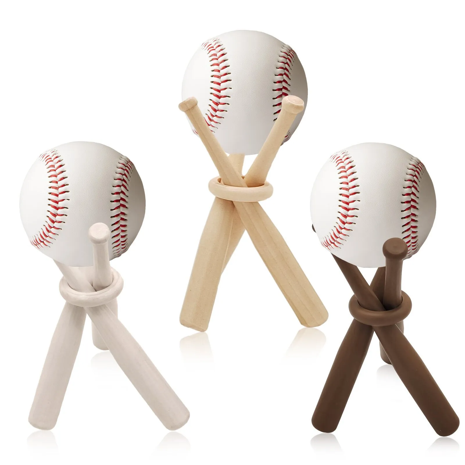 Supporto per Espositore da Baseball in Legno Naturale Porta Mazza da Baseball Mini a Treppiede per Arredamento Ufficio Casa Regalo