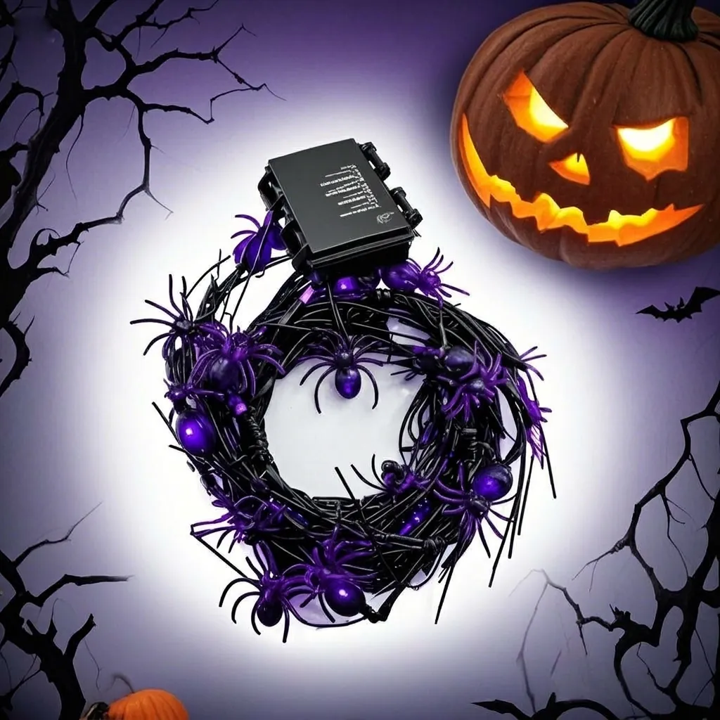 Halloween Purple Spider LED String Lights Battery Operated Waterproof Neon Lights For Home Party Yard Festival Decor