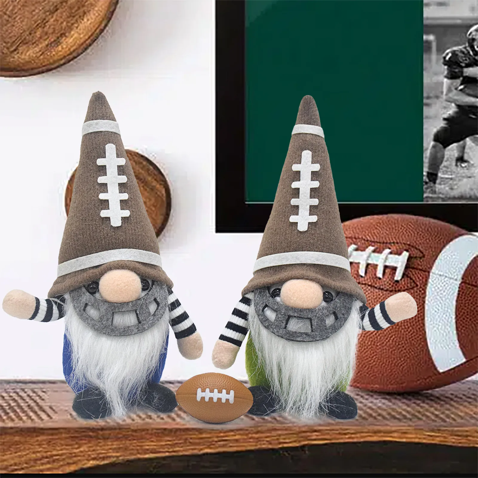 American Football Thema Gnom Plüsch Gesichtslose Puppe Sportlich Rudolph Figur Für Football Fans Geschenk Tisch Ornament Deko