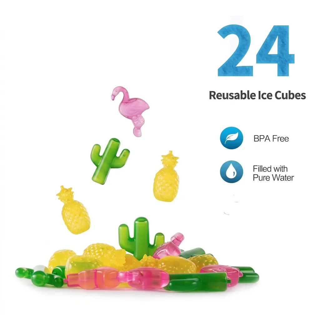 Reusable Plastic Ice Cubes Flamingo Cactus Pineapple Shape Multicolor Cooling Ice Cubes For Drinks Bar Party Beverage Decoration