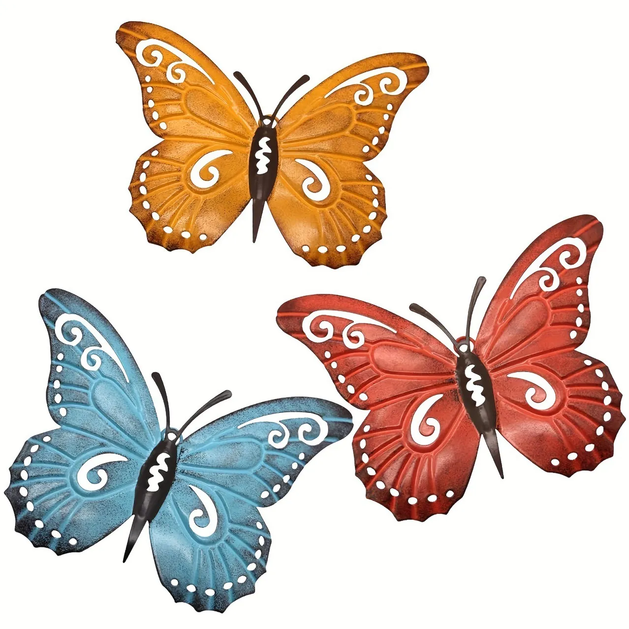 Set di Decorazioni Murali a Forma di Farfalla in Metallo per Giardino Esterno Farfalla Cava Colorata Ornamento Paesaggistico per Villa