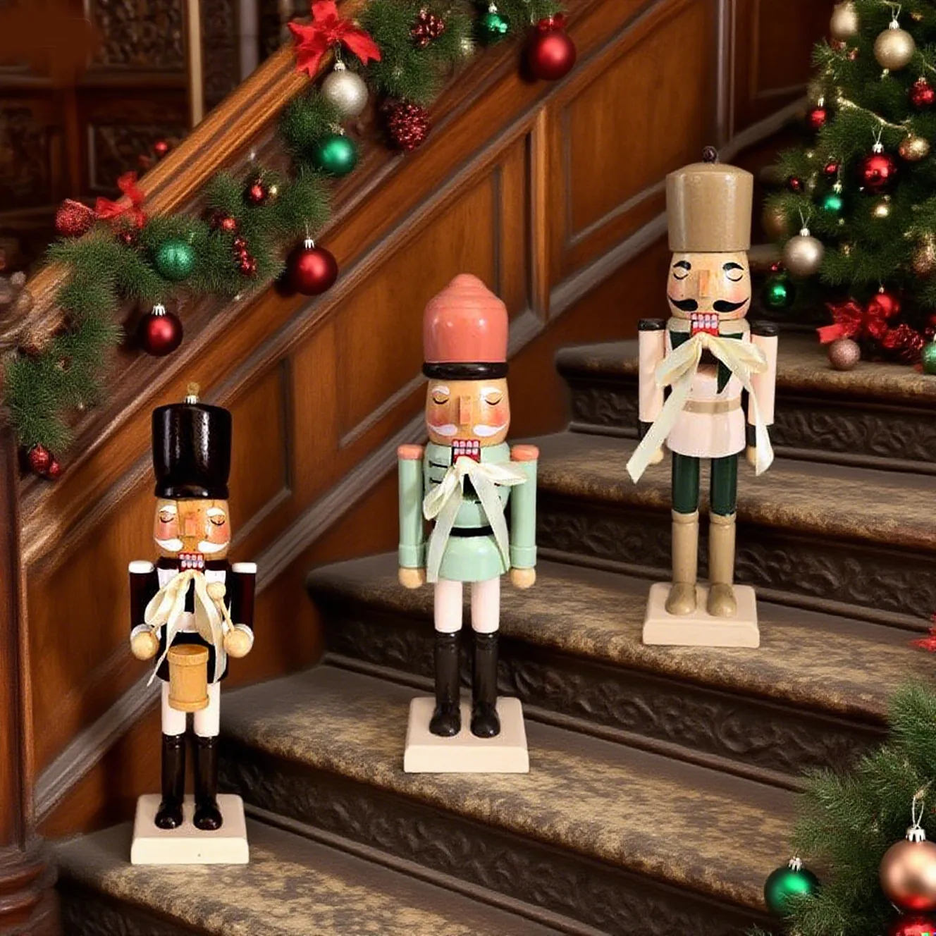 Hand Painted Wooden Nutcracker Soldier Ornament Traditional Christmas Tabletop Decoration For Holiday Party Home Decor Gift