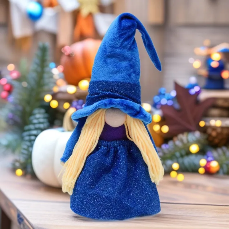 Wizard Gnome Faceless Doll Blue Magician Plush Toy Elf Decoration Rudolph Dwarf Nordic Gnome Home Festival Ornament