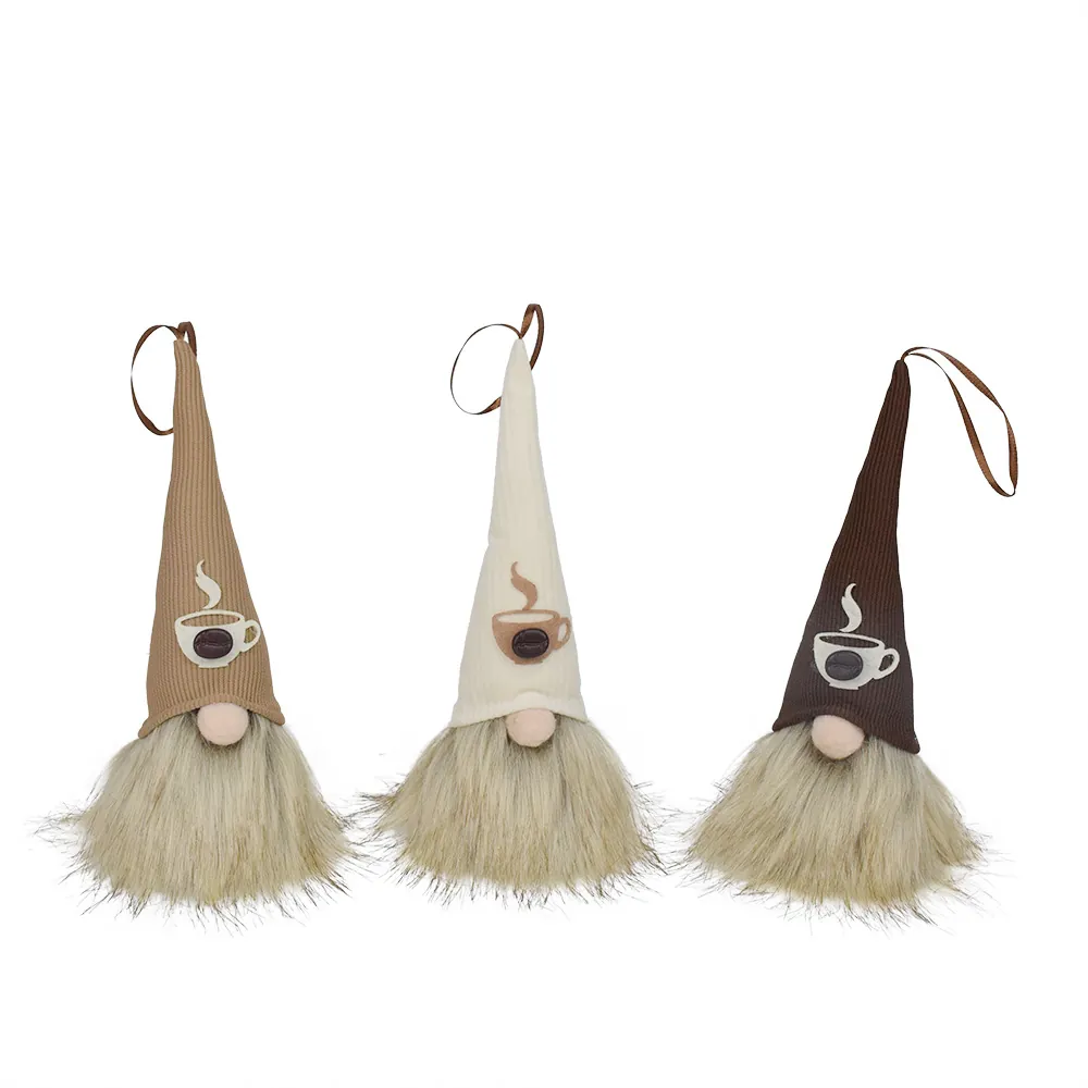 Coffee Theme Faceless Gnome Plush Doll Rudolph Elf Decoration With Hanging Ribbon For Coffee Shop Home Cafe Decor Scandinavian Ornament