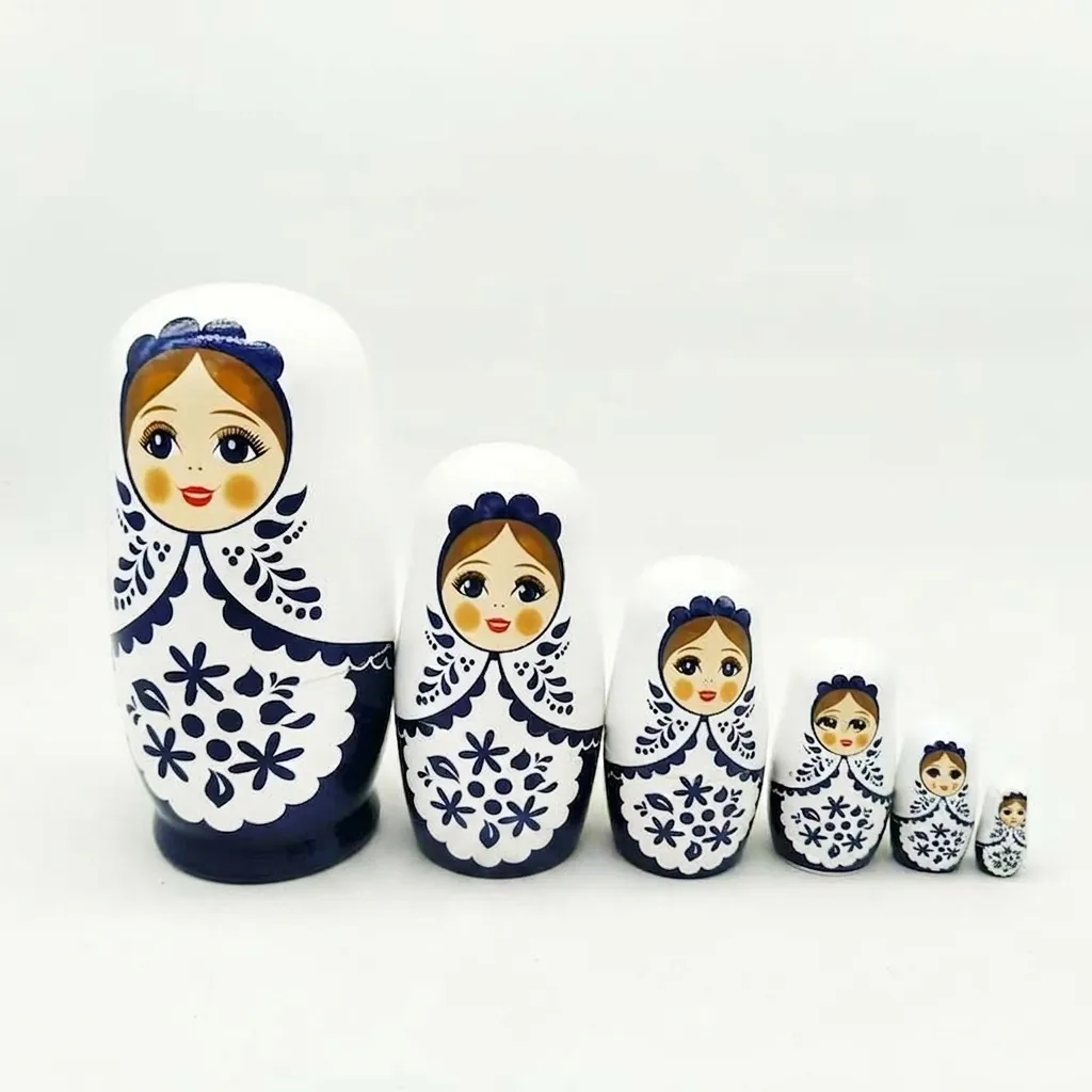 Traditionele Russische Matroesjka Poppen Van Lotushout Handgeschilderde Florale Meisjes Beeldjes Voor Verjaardag Kerstmis Cadeau Woondecoratie