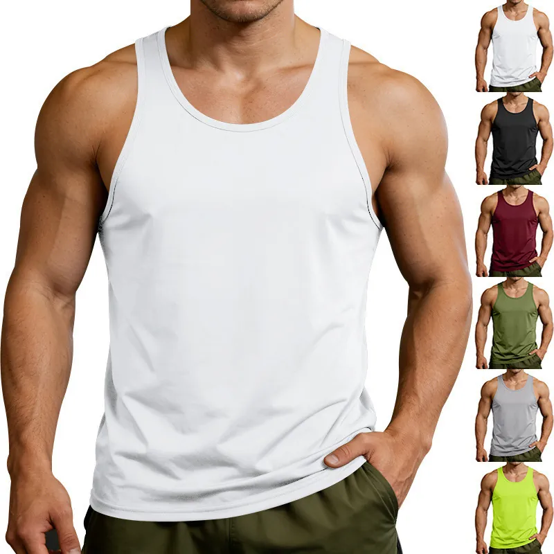 Men Sport Muscle Aesthetics Racerback Tank Top Quick Dry Fitness Gym Training Vest Sleeveless Shirt Breathable Male Activewear