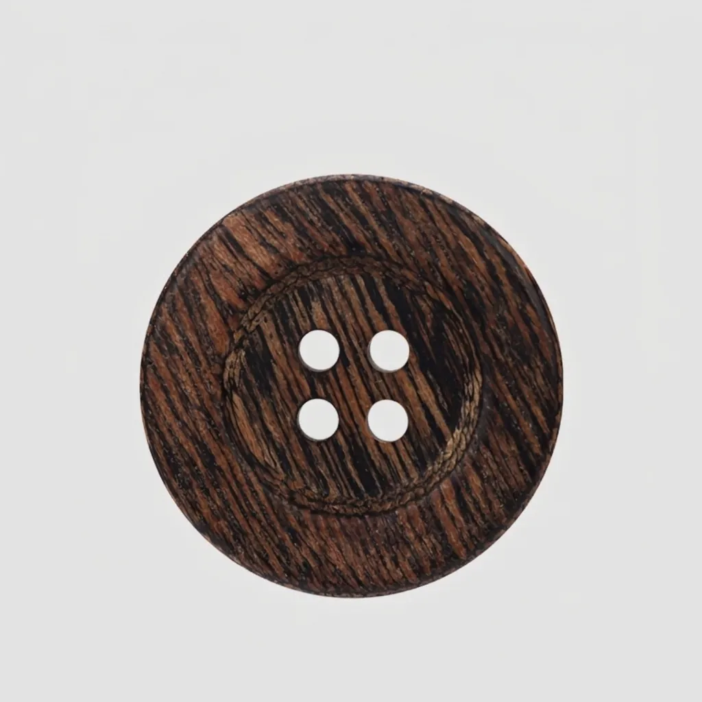 Ebony Wood Buttons Round Four Hole Natural Grain Sewing Accessory For Premium Overcoat Suit Jacket Fashion Apparel Embellishment