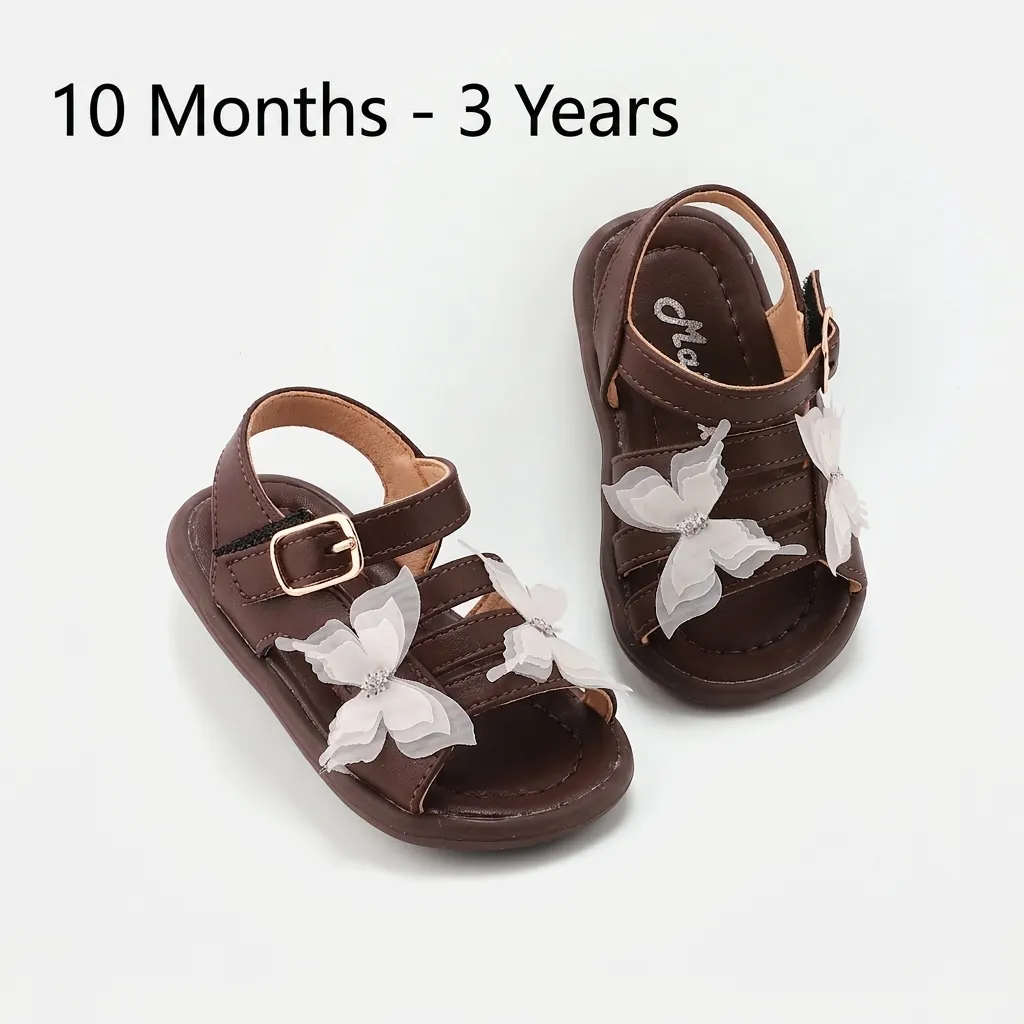 Toddler Girls Princess Sandals Non-Slip Microfiber Leather Shoes With Lace Bowknot Rhinestones Summer Outdoor Beach Shoes