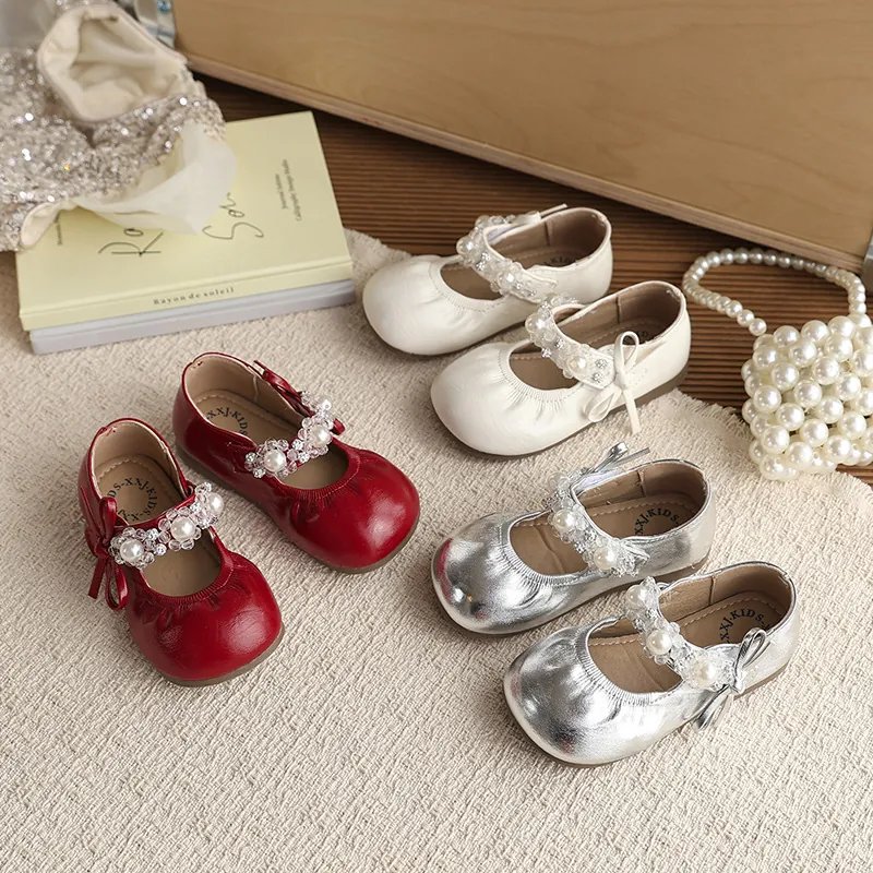 Meisjes Koreaanse Prinses Parel Schoenen Lente Herfst Nieuwe Ruffled Zachte Zool Peuter Mary Jane Loafers Voor Kinderen