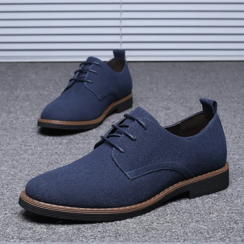 Zapatos Derby Casuales para Hombre PU de Gamuza Sintética con Cordones Antideslizantes Moda Negocios Casual Oxford Plataforma