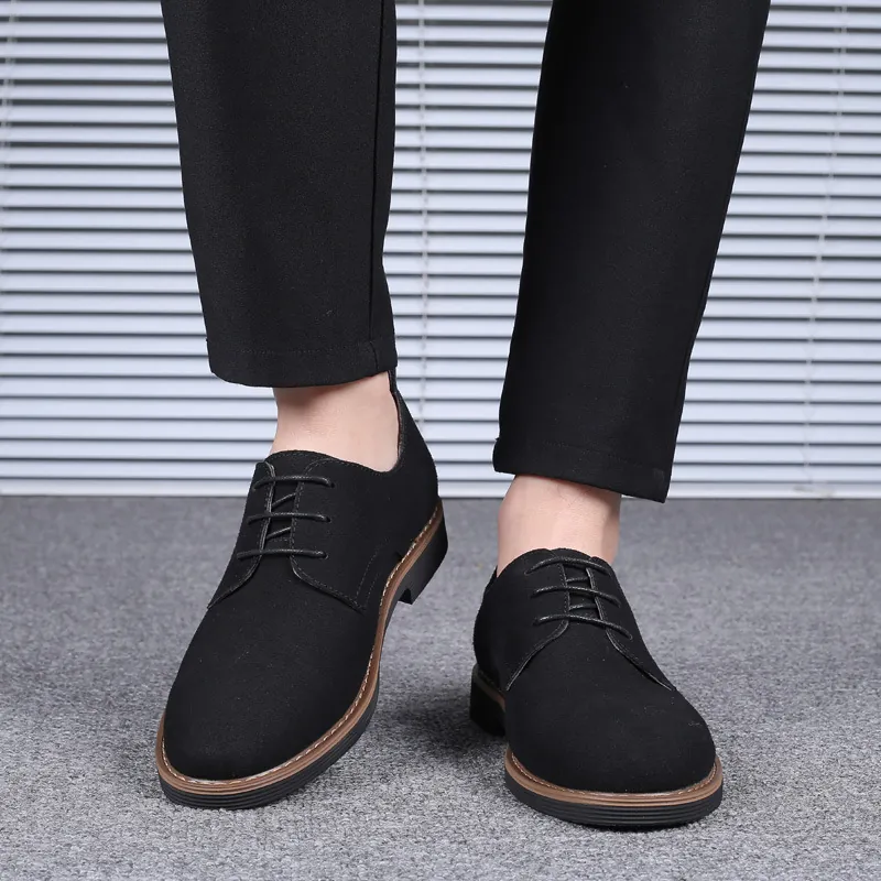 Chaussures Décontractées en Similicuir Daim pour Hommes Mode Lacets Bout Rond Chaussures Oxford Derby Antidérapantes