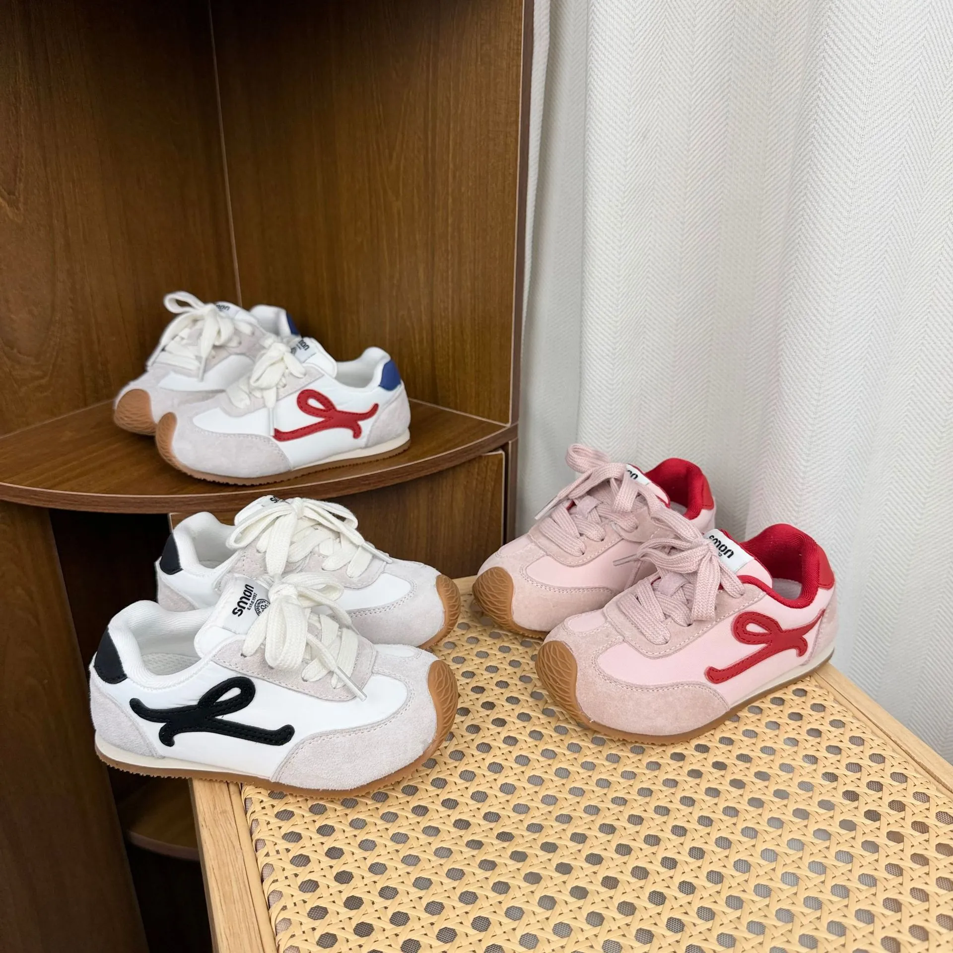 Kids German Trainer Shoes Retro Non-slip Soft Sole Girls Sneakers Casual Color Block Running Shoes For Children Toddlers
