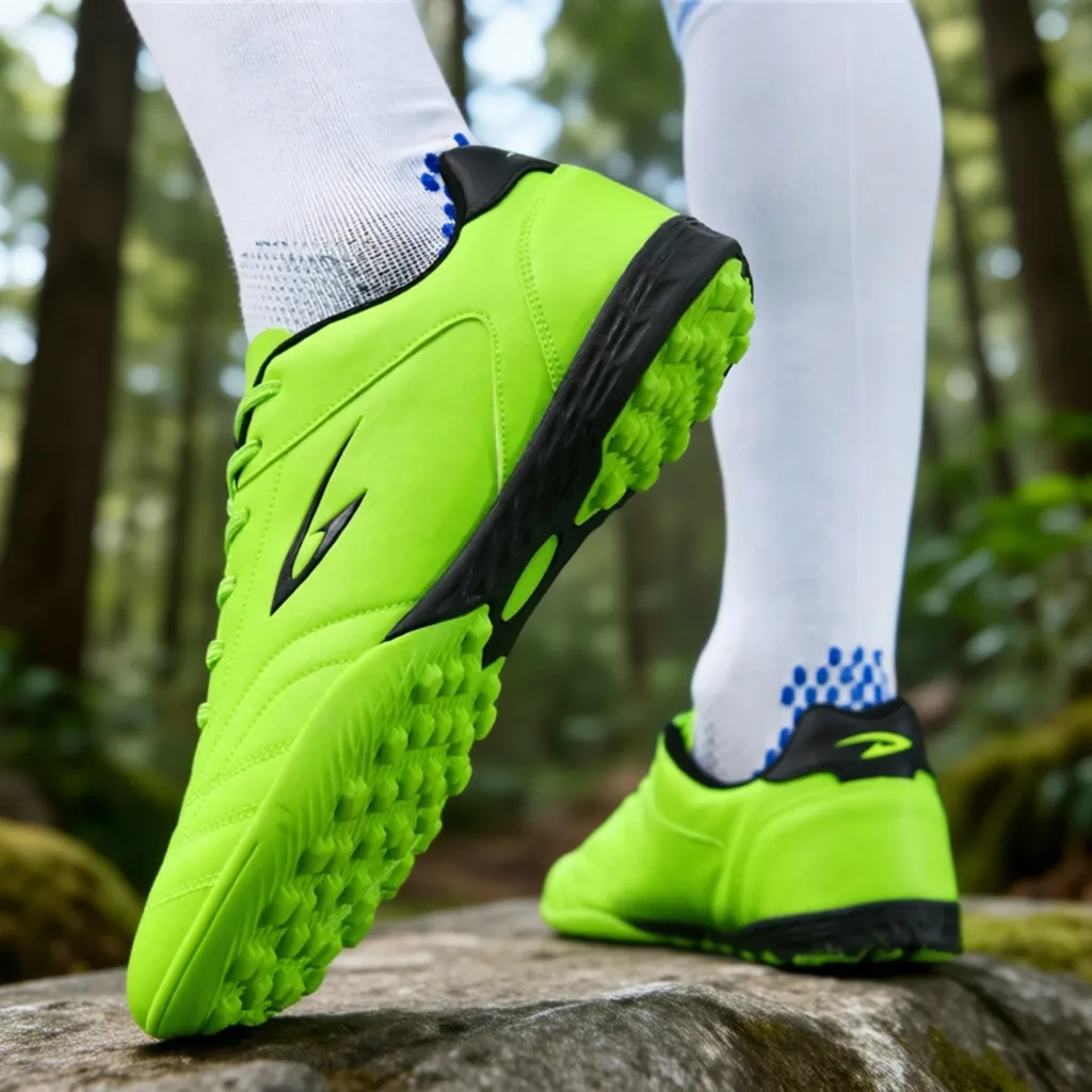 Unisex Professional Turf Soccer Cleats Breathable Synthetic Leather Training Shoes For Youth Adults Neon Green White Gold Black