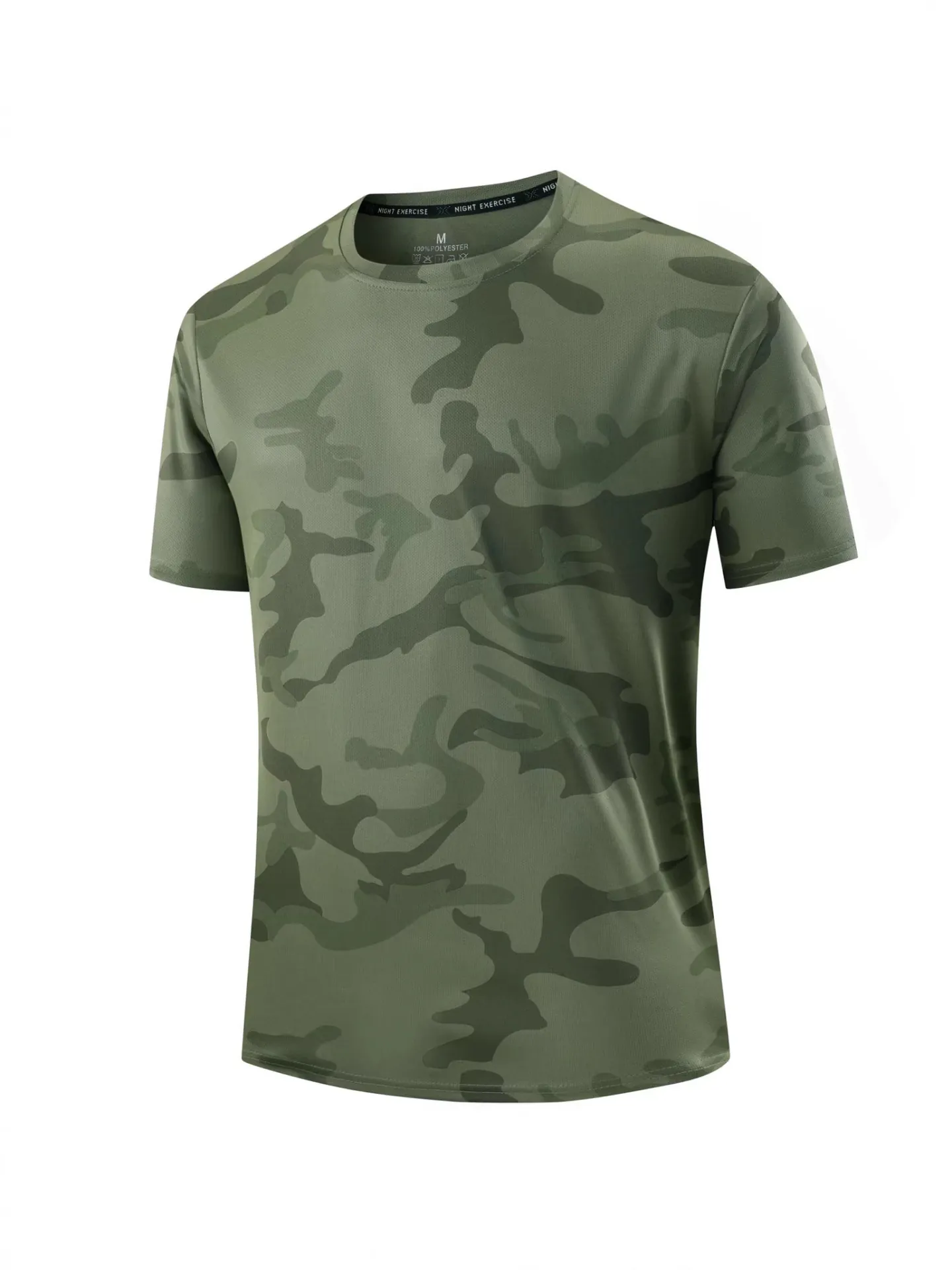 Men's Camouflage Quick-Dry Athletic T-Shirt Polyester Breathable Short Sleeve Top For Outdoor Fitness Training Gym Sport