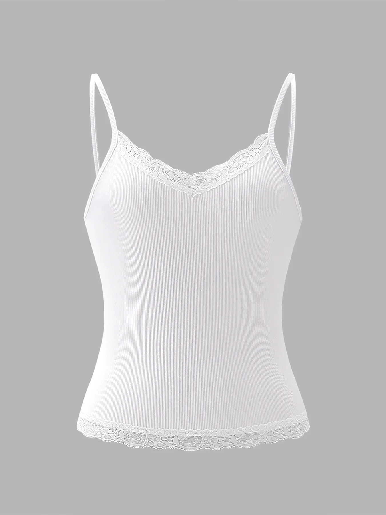 Γυναικείο Σέξι Καμιζόλ με Λαιμόκοψη V Δαντελωτό Μωσαϊκό Στενή Εφαρμογή Ριμπ Τοπ Χωρίς Μανίκια για Καθημερινή Χρήση