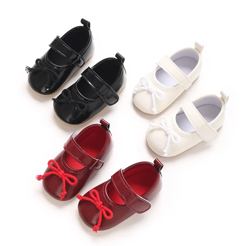Baby Mädchen Schleife Prinzessin Lauflernschuhe Frühling Herbst Weiche Gummisohle Rutschfest Kleinkind Mary Jane 0-1 Jahr