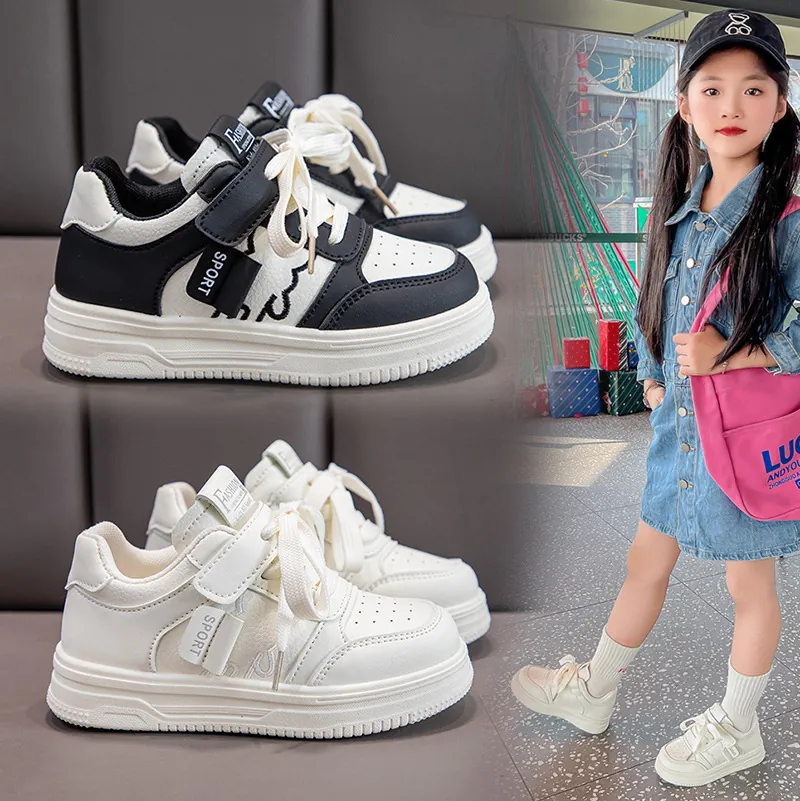 Kinder PU Leder Weiße Board Schuhe Atmungsaktive Casual Sneakers Für Jungen Mädchen Schüler Performance Sportschuhe
