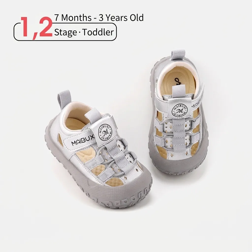 Zapatos de Primeros Pasos para Bebé Sandalias de Verano Antideslizantes Deportivo Exterior Protección Dedos Microfibra Suela Goma