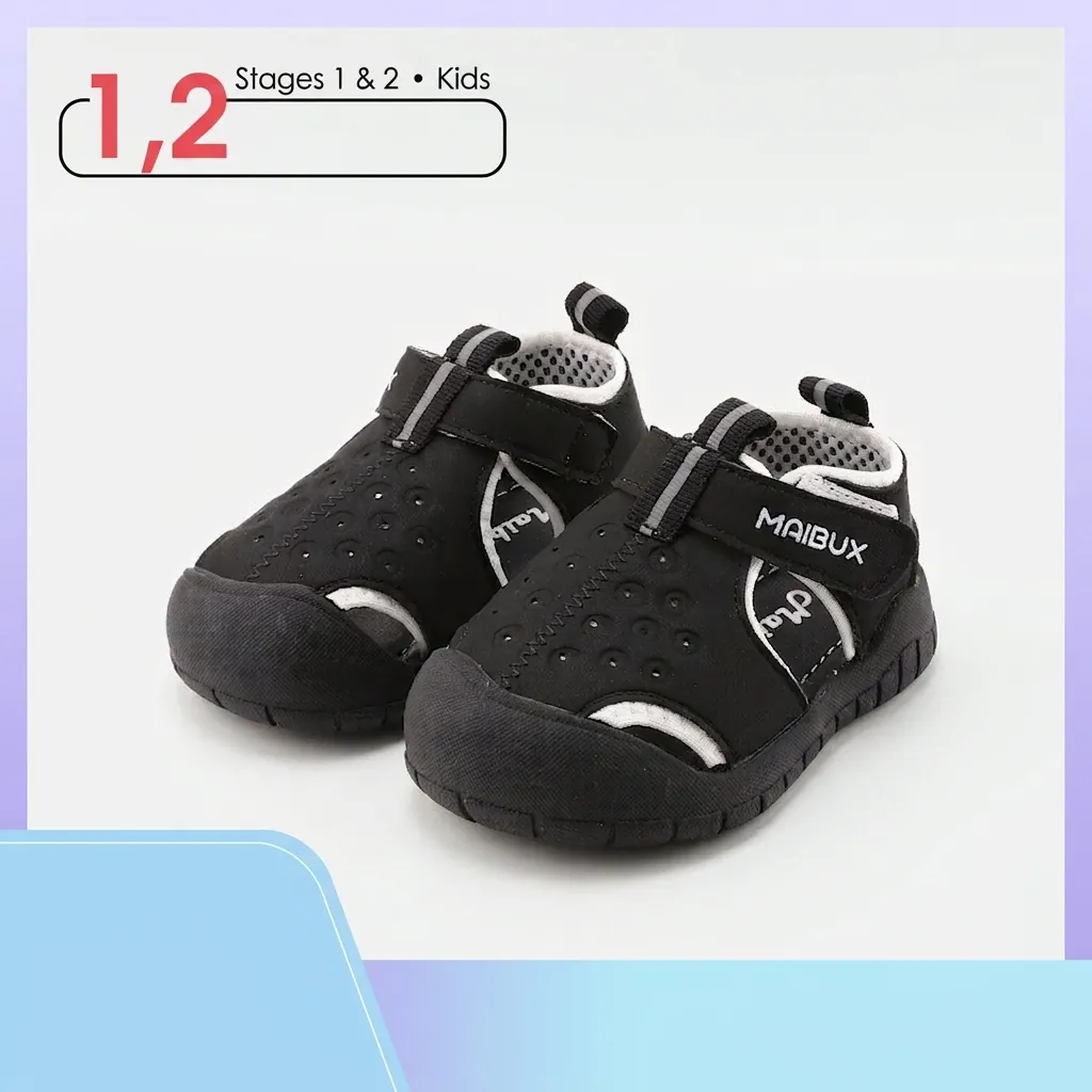 Sandalias de Puntera Cerrada para Niños Pequeños Suela Blanda Antideslizante Zapatos Deportivos Casuales para Niños Cuero Microfibra