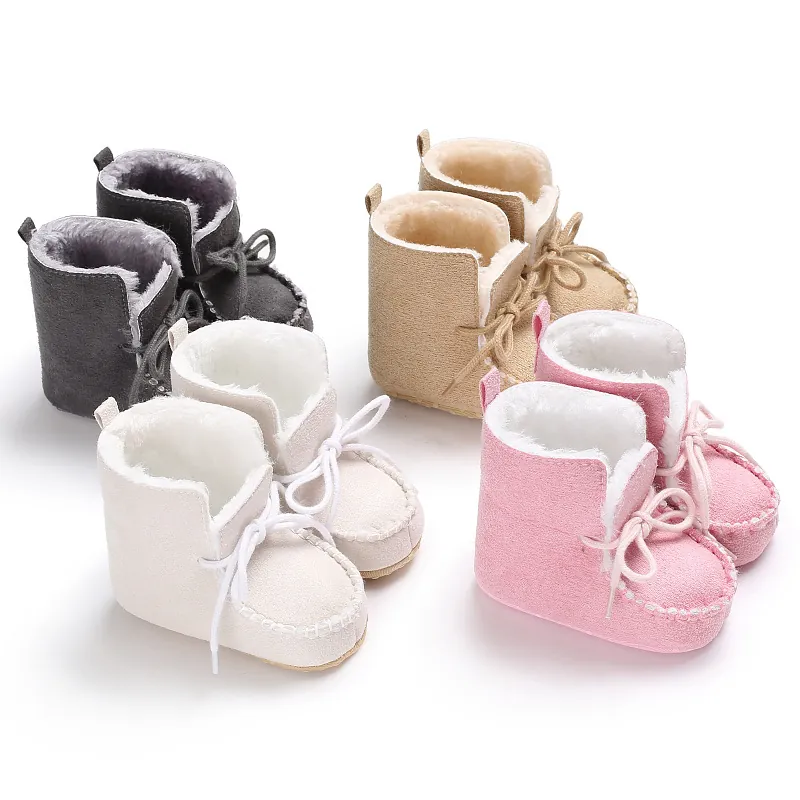 Winter Baby Warme Lauflernschuhe Wildlederimitat Fleece Gefüttert Rutschfest Weiche Sohle Kleinkind Schneestiefel Für Jungen Mädchen