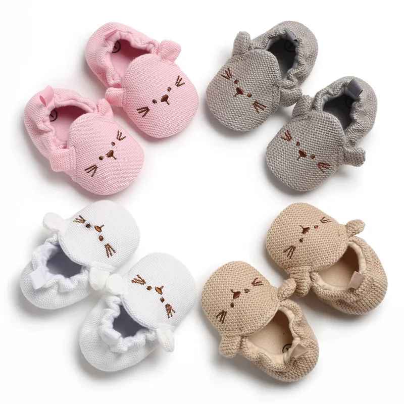 Baby Cartoon Katze Weiche Sohle Lauflernschuhe Kleinkind Rutschfest Gestrickte Prewalker Schuhe Für Jungen Mädchen