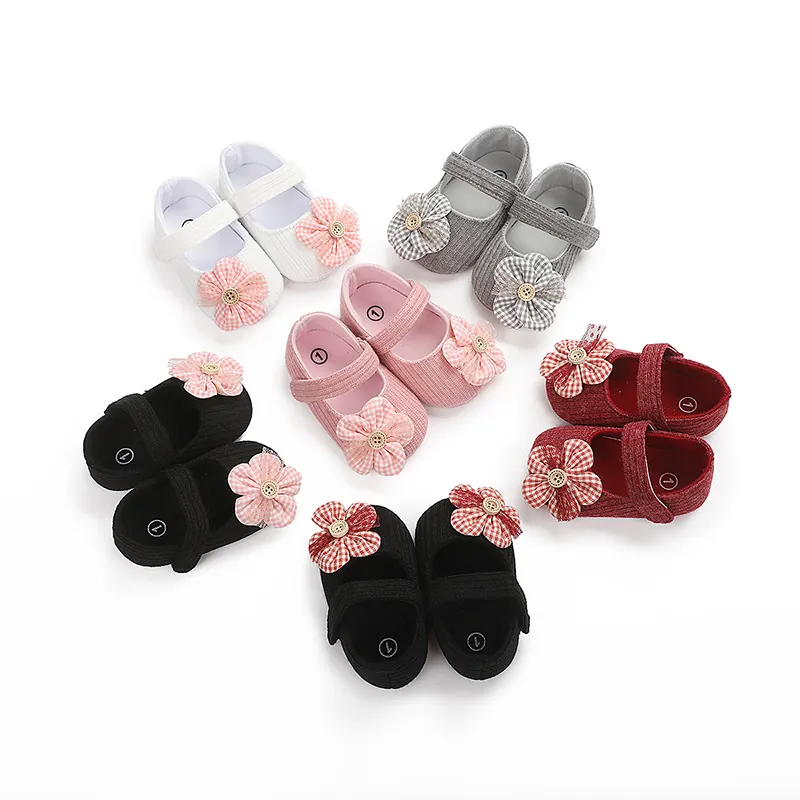 Zapatos de Aprendizaje para Bebés Niñas Princesa Lindo Flor de Cuadros Suela Blanda Lona Antideslizante Zapatos para Bebés