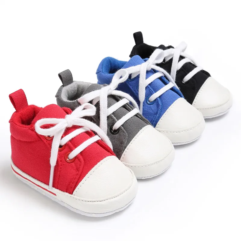 Unisex Baby Leinwand Lauflernschuhe Weiche Sohle Rutschfeste Schnürschuhe Kleinkinder Jungen Mädchen Lässige Sneakers