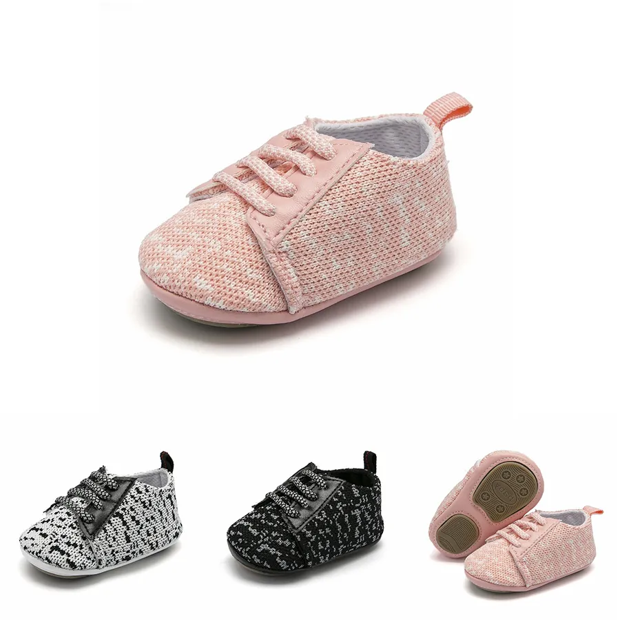 Baby First Walkers Infant Sneakers Non-Slip Breathable Knitted Soft Sole Toddler Shoes Lace-up Sporty Walking Shoes For Baby Boys Girls