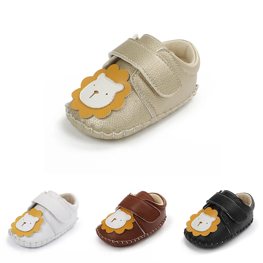 Zapatos de Primeros Pasos Bebé León Dibujos Animados Cuero Artificial Suela de Goma Antideslizante Suave Zapatos para Niños