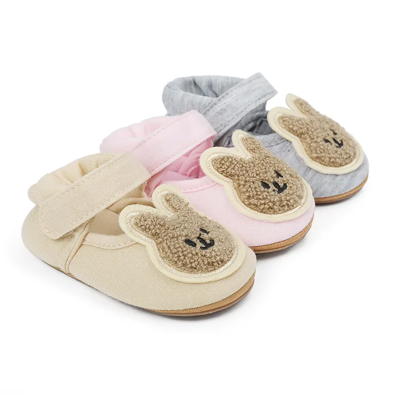 Zapatos de Aprendizaje para Bebé con Conejo de Dibujos Animados Suela Blanda Antideslizante Algodón Transpirable para Niños