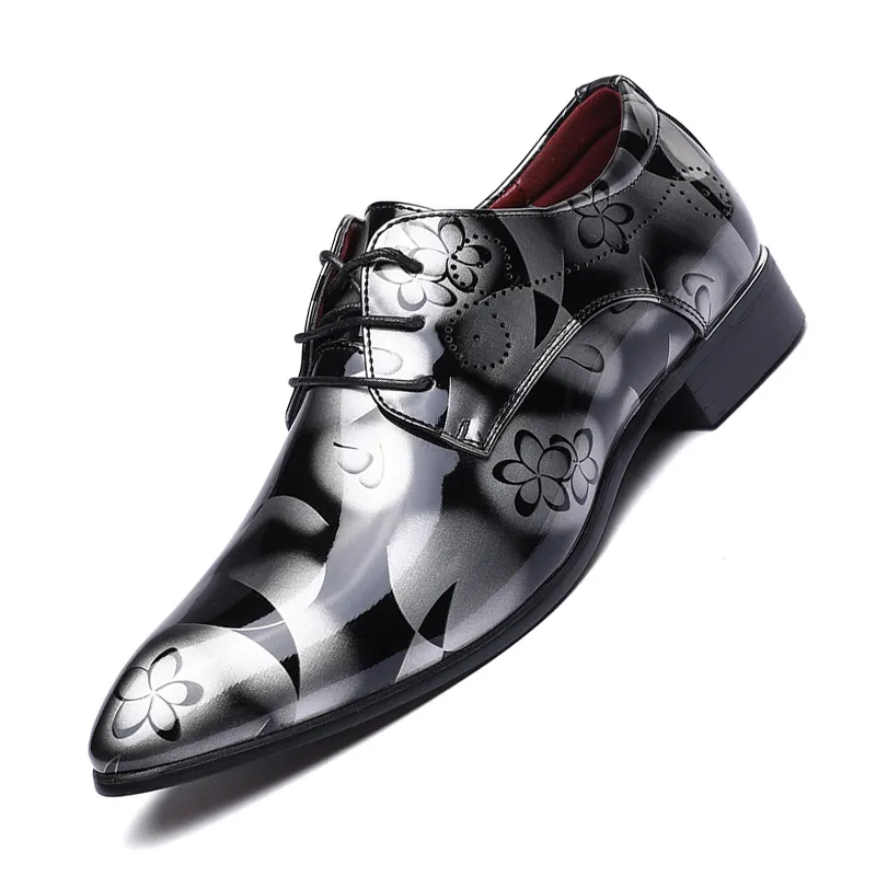 Scarpe Oxford da Uomo Stile Britannico Moda Stampata Pelle Sintetica Formali Taglie Forti per Matrimonio Banchetto