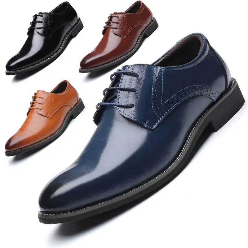 Scarpe Brogue in Pelle da Uomo Stile Britannico Business Casual Wingtip Oxford in Pelle Sintetica Suola in Gomma alla Moda