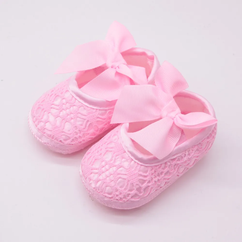 Zapatos de Princesa para Bebé Niña Suela Blanda Primeros Pasos Encaje Lazo Zapatos para Recién Nacido Fiesta Boda Uso Diario
