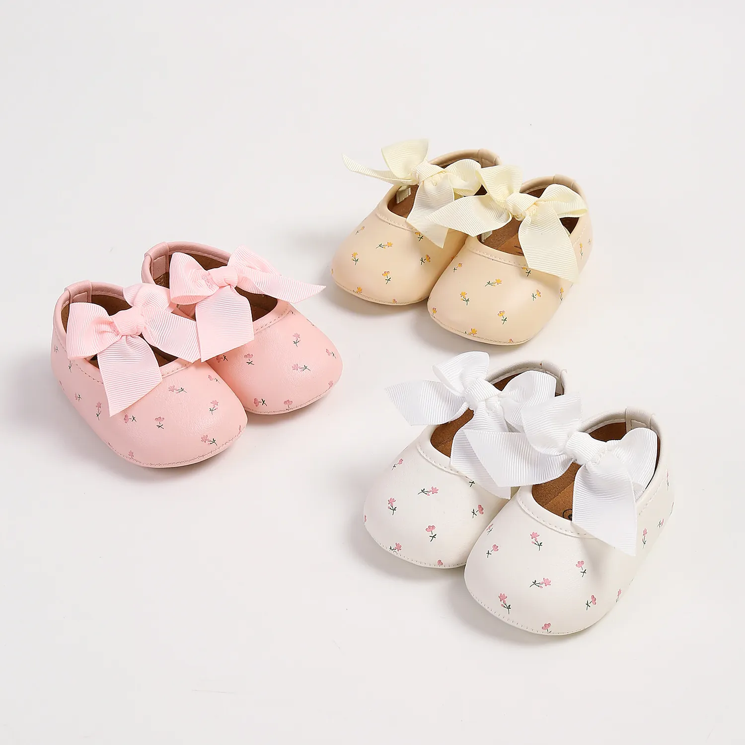 Baby Mädchen Blumen Schleife Lauflernschuhe Weiche Sohle Rutschfeste Prinzessin Kleinkind Frühling Herbst Freizeit Schuhe