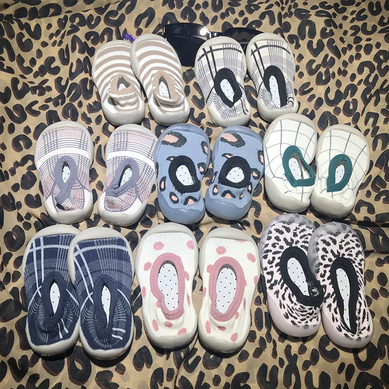 Baby Toddler Sock Shoes Breathable Knitted Upper Anti-Slip Soft Rubber Sole First Walkers Infant Floor Shoes For Boys Girls