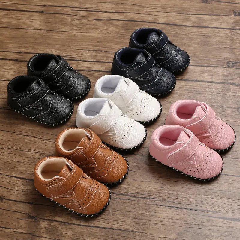 Baby Brogue Walking Shoes PU Leather Anti-Slip Soft Sole Infant First Walkers For 0-1 Year Old Boys Girls Fashion Sneakers