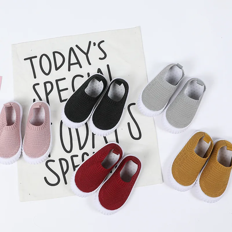 Kinder Flyknit Sportschuhe Leicht Atmungsaktiv Slip-on Sneaker Weiche Sohle Lässige Laufschuhe Für Jungen Mädchen