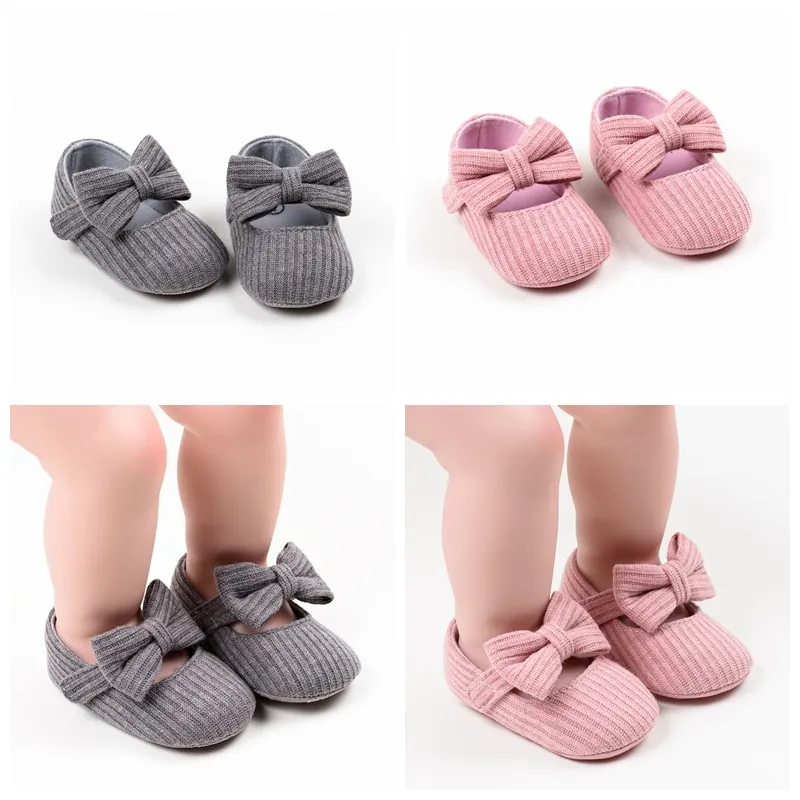 Baby Mädchen Schleife Lauflernschuhe Segeltuch Strick Weiche Sohle Prinzessin Flache Schuhe Für Kleinkinder Erstläufer Party Hochzeit
