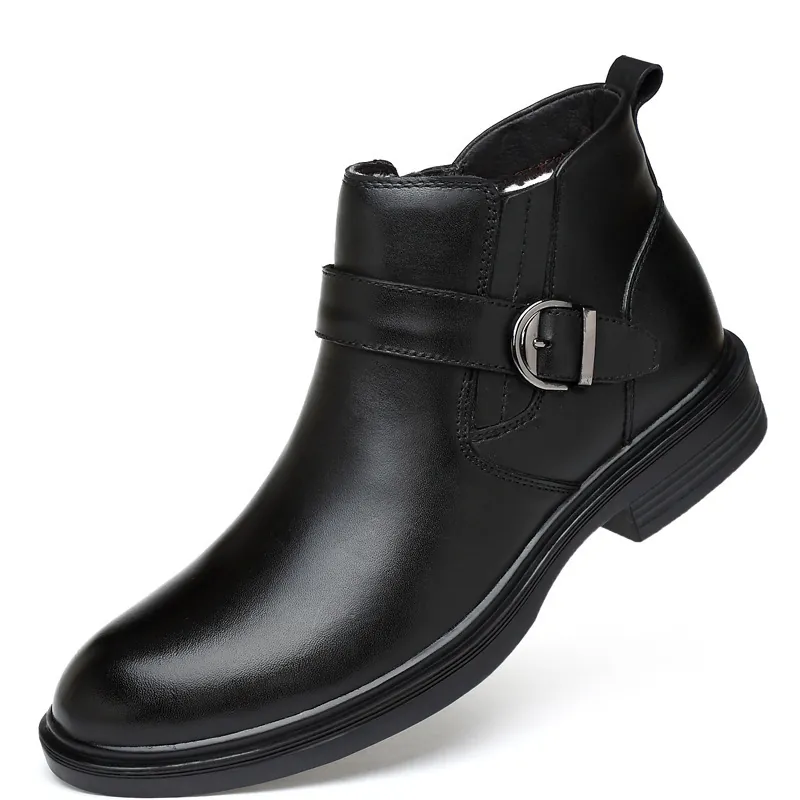 Herren High Top Martin Boots Kopfschicht Rindsleder Stiefeletten Mit Krokodilmuster Warm Fleece Gefüttert Casual Schuhe Schwarz