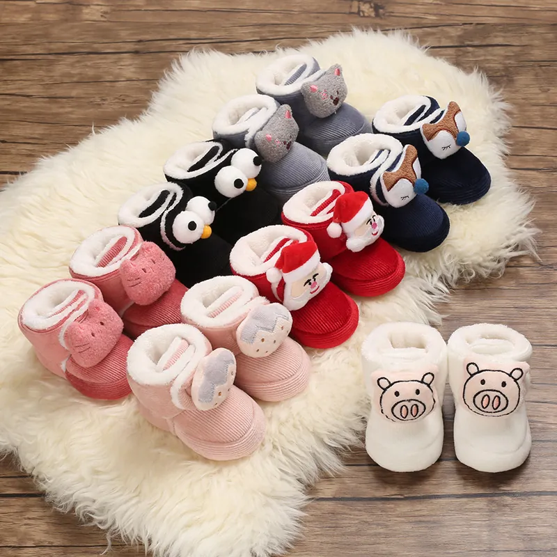 Botas de Nieve de Invierno para Bebés Zapatos de Primeros Pasos Antideslizantes de Suela Blanda Cálidos Botines de Algodón Forrados de Polar