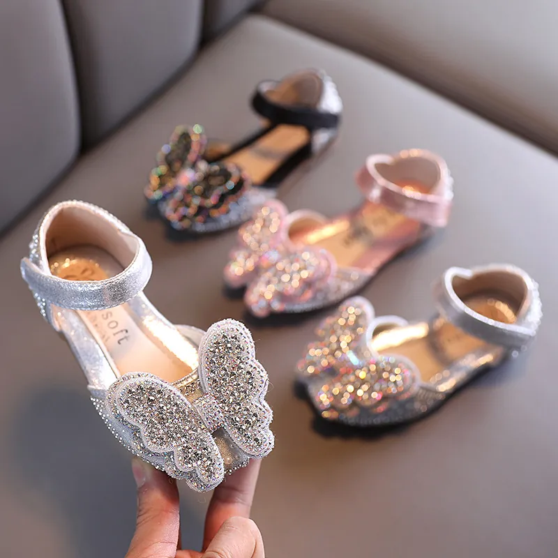 Mädchen Prinzessin Schuhe Kunstleder Strass Schleife Künstliche Perle Tanz Aufführung Schuhe Weiche Sohle Formelle Schuhe