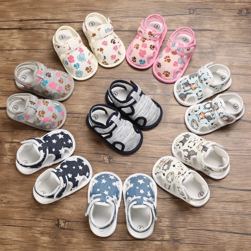 Baby Lauflernschuhe Cartoon Tierdruck Weiche Sohle Sommer Hohl Sandalen Für Jungen Mädchen Kleinkind Lernschuhe