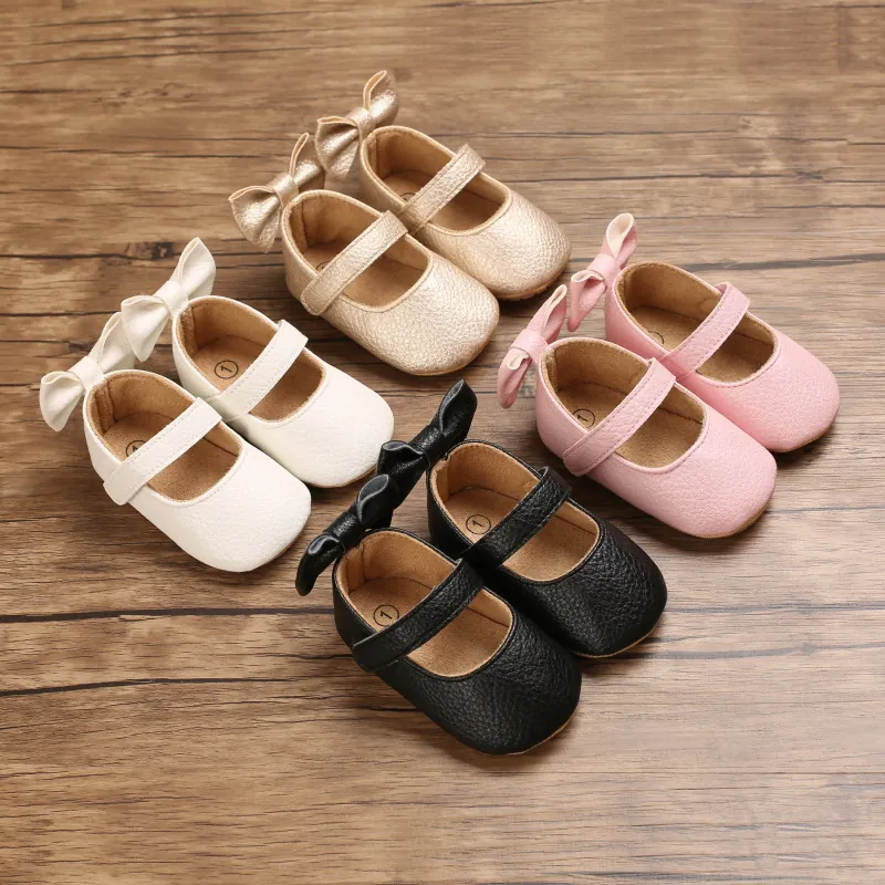 Baby Mädchen Lauflernschuhe PU Leder Mary Jane Prinzessin Schuhe Große Schleife Rutschfeste Krabbelschuhe Für Kleinkinder